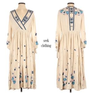 Free People XS Embroidered Midi Dress